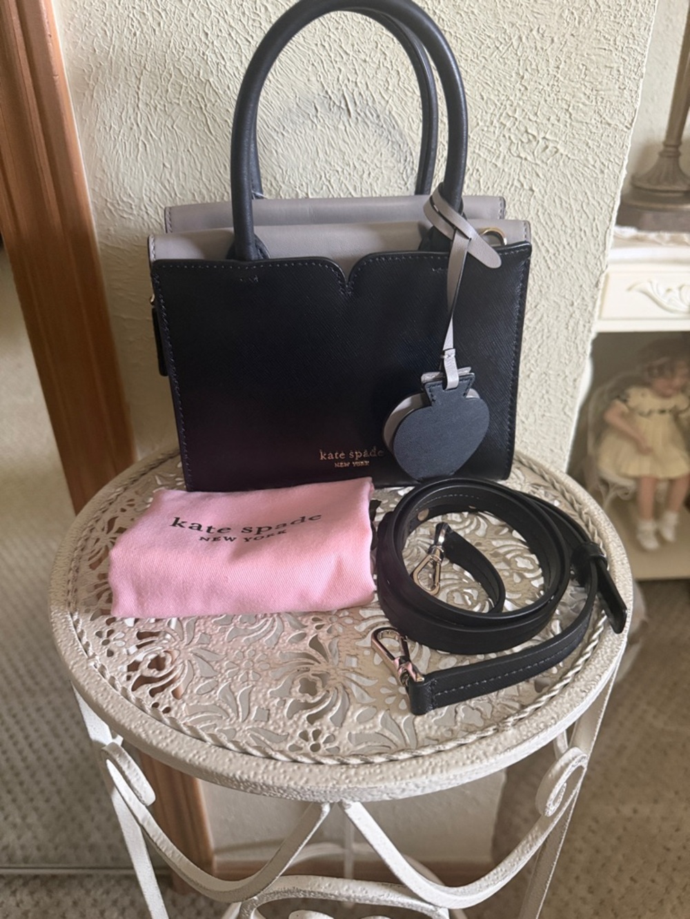 Kate Spade Black and Taupe Spencer Mini  Satchel New with Tags